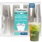 16 oz Clear Disposable Plastic Cups with Flat Lids and Straws, 100 Pack Clear Plastic Cups Tumblers, Heavy-duty Party Glasses, Disposable Cups for Thanksgiving, Halloween, Christmas Party